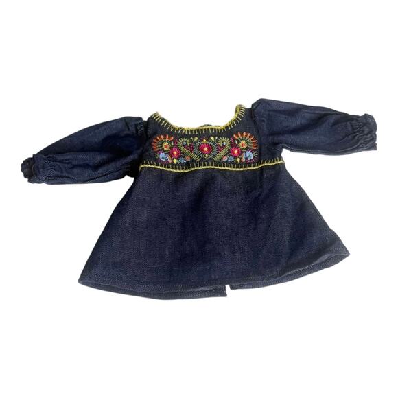 American Girl Doll Julie Tunic Top Blue Denim Shirt Accessory Floral Embroidery - Picture 5 of 5